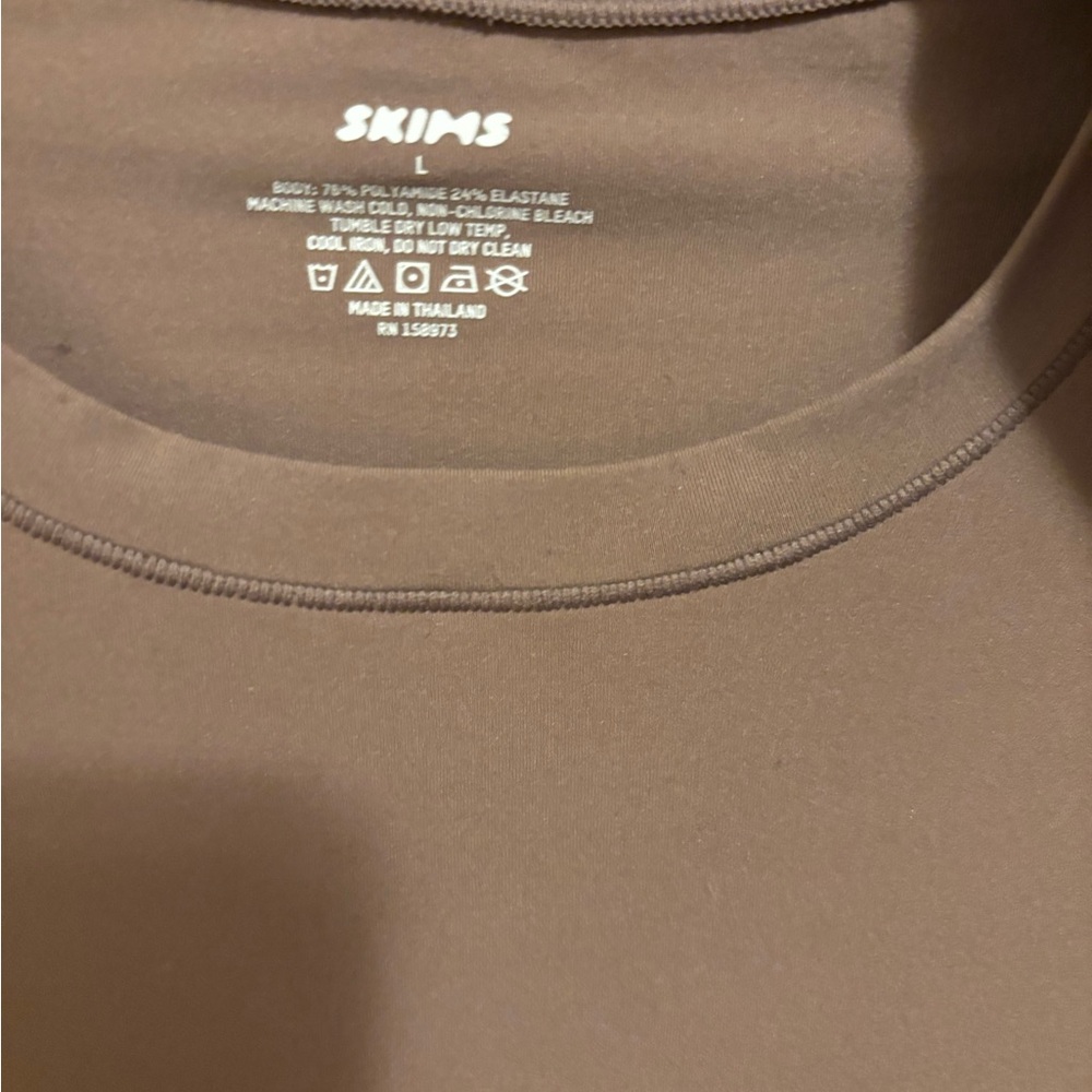 SKIMS Classic Long Sleeve Dress in Tan - Picture 2 of 2